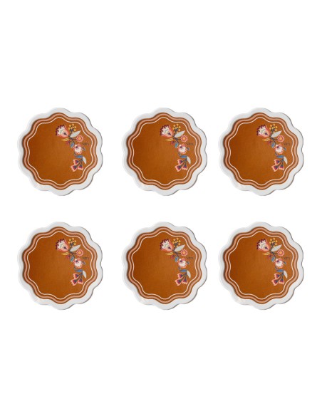 Vesta Home - Set 6 Sottobicchieri Armonia·marrone·ø10,5 Cm Th. 2 Mm