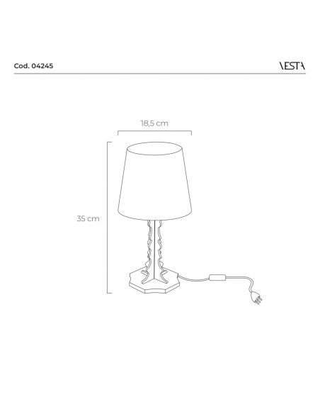Vesta Home - Lampada da Tavolo Piccola Brighella·basic·18,5 X 18,5 X 35 H Th. Legs 6 Mm Th. Base: 10 Mm
