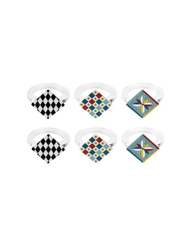 Vesta Home - Kit Allaccia Tovaglioli Rombo·foulard·4 X 4 X 5,5 H Cm Th. Ring 6 Mm