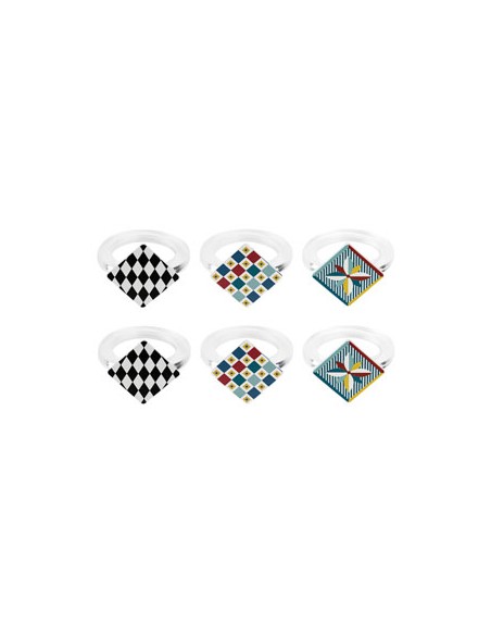 Vesta Home - Kit Allaccia Tovaglioli Rombo·foulard·4 X 4 X 5,5 H Cm Th. Ring 6 Mm
