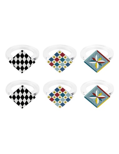 Vesta Home - Kit Allaccia Tovaglioli Rombo·foulard·4 X 4 X 5,5 H Cm Th. Ring 6 Mm