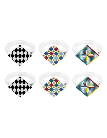 Vesta Home - Kit Allaccia Tovaglioli Rombo·foulard·4 X 4 X 5,5 H Cm Th. Ring 6 Mm