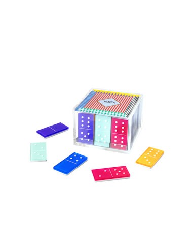Vesta Home - Domino·multicolor·box: 10 X 10 X 7 H Th. 5 Mm Dominoes: 5,4 X 2,7 Th. 5 Mm
