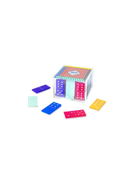 Vesta Home - Domino·multicolor·box: 10 X 10 X 7 H Th. 5 Mm Dominoes: 5,4 X 2,7 Th. 5 Mm
