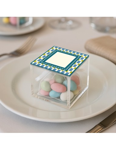 Vesta Home - Happy Beauty - Portagioie Quadrato Piccolo·celeste·6 X 6 X 6 H Cm Th. 3 Mm