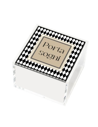 Vesta Home - Happy Beauty - Portagioie Quadrato Grande·bianco/nero·10 X 10 X 7 H Cm Th. 3 Mm