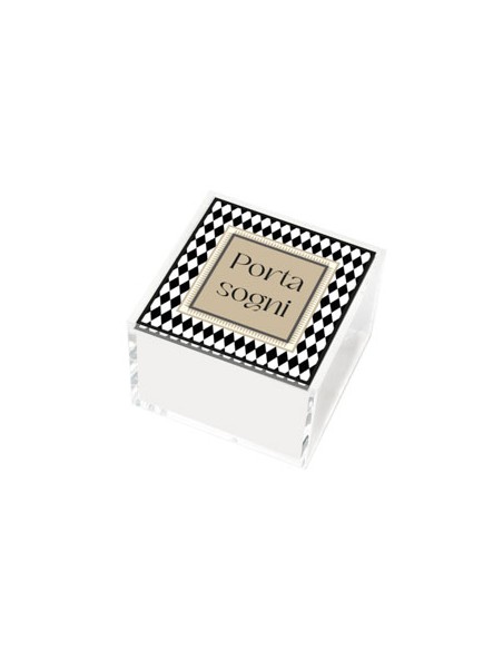 Vesta Home - Happy Beauty - Portagioie Quadrato Grande·bianco/nero·10 X 10 X 7 H Cm Th. 3 Mm