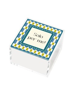 Vesta Home - Happy Beauty - Portagioie Quadrato Grande·celeste·10 X 10 X 7 H Cm Th. 3 Mm