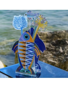 Vesta Home - Vaso Pesce Imperatore Piccolo·blu·19,5 X 11 X 28,5 H Th. 5 Mm Glass Vase Ø8 X 20 H Cm 2