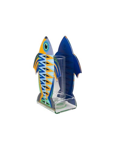 Vesta Home - Vaso Pesce Imperatore Piccolo·blu·19,5 X 11 X 28,5 H Th. 5 Mm Glass Vase Ø8 X 20 H Cm