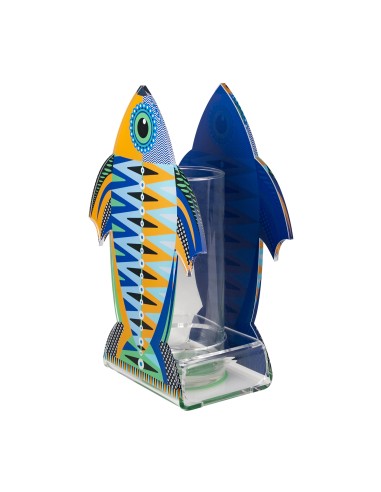 Vesta Home - Vaso Pesce Imperatore Piccolo·blu·19,5 X 11 X 28,5 H Th. 5 Mm Glass Vase Ø8 X 20 H Cm
