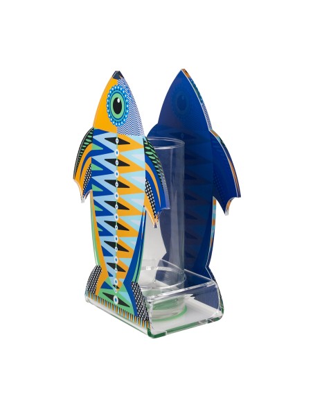 Vesta Home - Vaso Pesce Imperatore Piccolo·blu·19,5 X 11 X 28,5 H Th. 5 Mm Glass Vase Ø8 X 20 H Cm