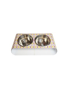 Vesta Home - Portaciotole Doppio Piccolo - Pet·rosa·38 X 21,5 X 7 H Cm Th. 5 Mm Bowl: Ø15 X 6 H Cm 0.5l