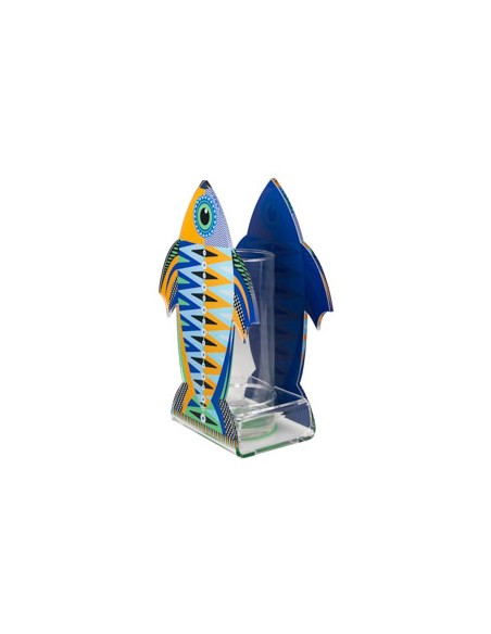 Vesta Home - Vaso Pesce Imperatore Grande·blu·28 X 15 X 41 H Th. 5 Mm Glass Vase Ø12 X 30 H Cm