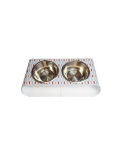 Vesta Home - Portaciotole Doppio Piccolo - Pet·celeste·38 X 21,5 X 7 H Cm Th. 5 Mm Bowl: Ø15 X 6 H Cm 0.5l 2