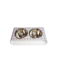 Vesta Home - Portaciotole Doppio Piccolo - Pet·celeste·38 X 21,5 X 7 H Cm Th. 5 Mm Bowl: Ø15 X 6 H Cm 0.5l
