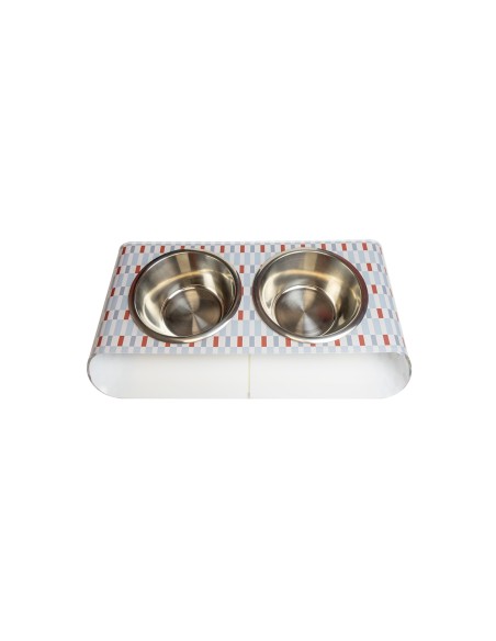 Vesta Home - Portaciotole Doppio Piccolo - Pet·celeste·38 X 21,5 X 7 H Cm Th. 5 Mm Bowl: Ø15 X 6 H Cm 0.5l