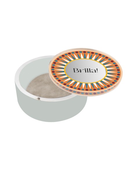 Vesta Home - Happy Beauty - Portagioie Rotondo Grande·arancione·ø14 X 6 H Cm Th. 10 Mm Mirror: Ø73,5 Mm