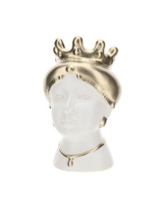 Hervit - Contenitore Testa Moro Gres Bianco e Oro 20cm