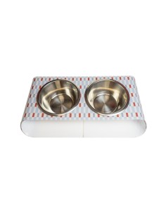 Vesta Home - Portaciotole Doppio Medio - Pet·celeste·48 X 26 X 7,5 H Cm Th. 5 Mm Bowl: Ø18,5 X 7,5 H Cm 1l 2