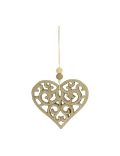 Hervit - Cuore Resina Traforatao 8x7cm Beige