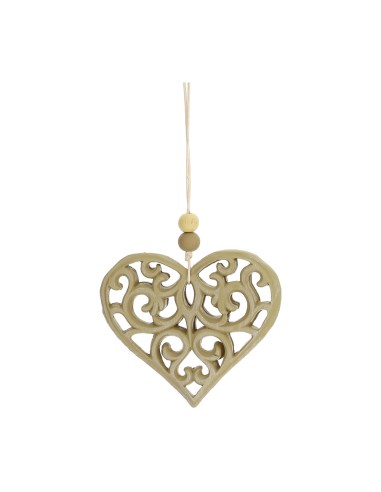 Hervit - Cuore Resina Traforatao 8x7cm Beige