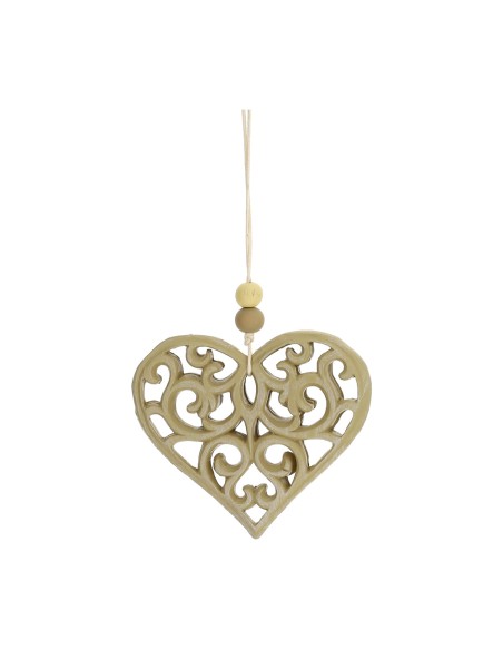 Hervit - Cuore Resina Traforatao 8x7cm Beige