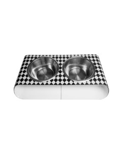 Vesta Home - Portaciotole Doppio Medio - Pet·bianco/giallo·48 X 26 X 7,5 H Cm Th. 5 Mm Bowl: Ø18,5 X 7,5 H Cm 1l 2