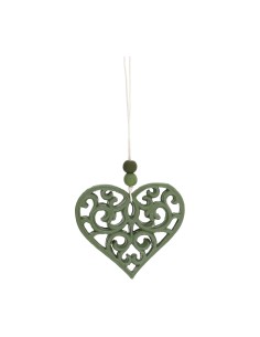 Hervit - Cuore Resina Traforato 8x7cm Verde