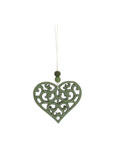 Hervit - Cuore Resina Traforato 8x7cm Verde