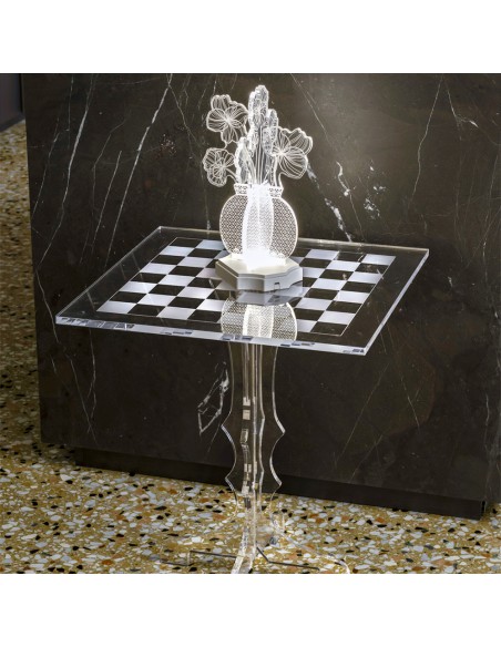Vesta Home - Tavolino Scacco Matto·trasparente·45 X 45 X 50 H Th. 8 Mm