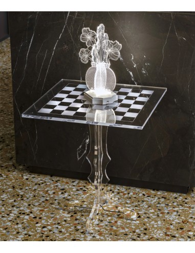 Vesta Home - Tavolino Scacco Matto·trasparente·45 X 45 X 50 H Th. 8 Mm