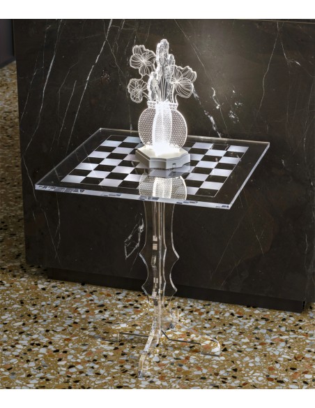 Vesta Home - Tavolino Scacco Matto·trasparente·45 X 45 X 50 H Th. 8 Mm