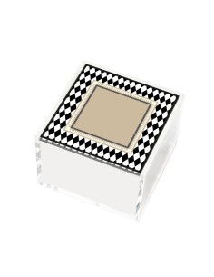 Vesta Home - Happy Beauty - Portagioie Quadrato Piccolo·bianco/nero·6 X 6 X 6 H Cm Th. 3 Mm