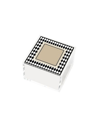 Vesta Home - Happy Beauty - Portagioie Quadrato Piccolo·bianco/nero·6 X 6 X 6 H Cm Th. 3 Mm