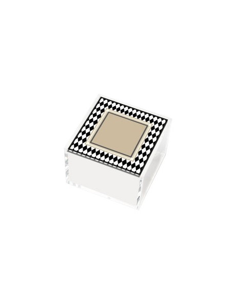 Vesta Home - Happy Beauty - Portagioie Quadrato Piccolo·bianco/nero·6 X 6 X 6 H Cm Th. 3 Mm