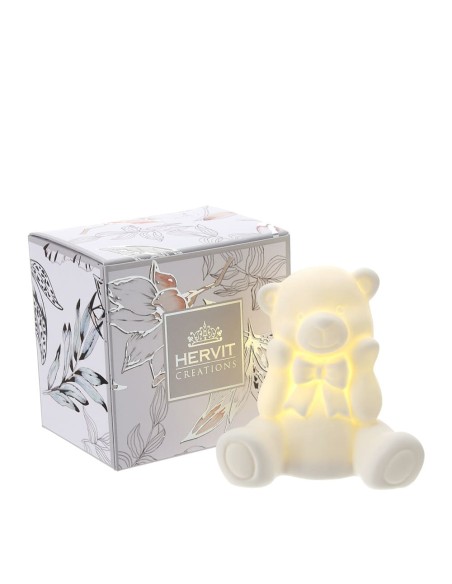 Hervit - ORSETTO PORCELLANA BIANCA BISCUIT 9CM