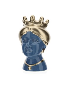 Hervit - Contenitore Testa Moro Gres Blu e Oro 20cm