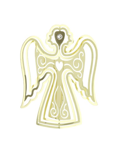 Hervit - Angelo in Metallo Applicazione Cromo Oro 9,5x12cm