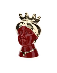 Hervit - Contenitore Testa Moro Gres Rosso e Oro 20cm
