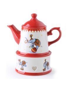 Set Teiera con scaldino in ceramica da 22 cm