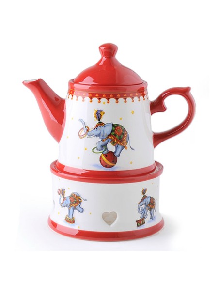 Set Teiera con scaldino in ceramica da 22 cm