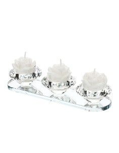 Hervit - Portatealite in Cristallo per 3 Fiamme 22x4 cm