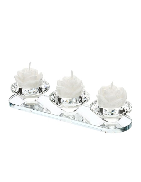 Hervit - Portatealite in Cristallo per 3 Fiamme 22x4 cm