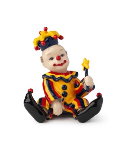Hervit Royal Class - Clown Seduto Porcellana 11 cm Giallo
