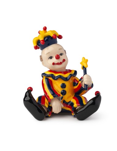 Hervit Royal Class - Clown Seduto Porcellana 11 cm Giallo