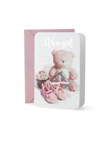 Hervit - Biglietto Orsetto Baby Pink 13x19 cm