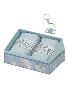 Hervit - Set 2 Lavette Cotone Azzurro 30x30 cm