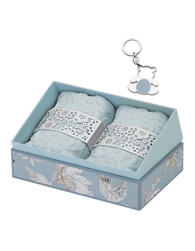 Hervit - Set 2 Lavette Cotone Azzurro 30x30 cm