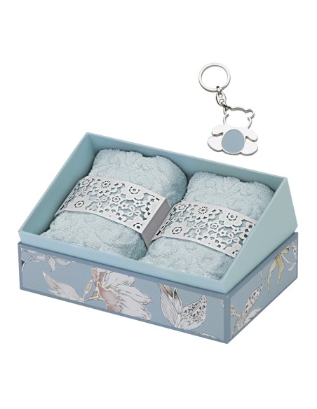Hervit - Set 2 Lavette Cotone Azzurro 30x30 cm